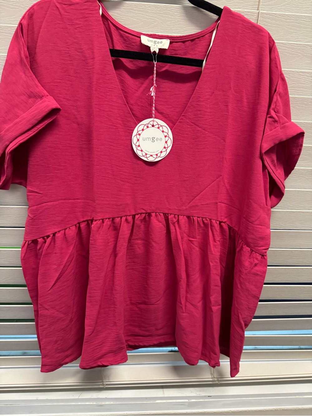 Umgee Hot Pink V-Neck Babydoll Tunic